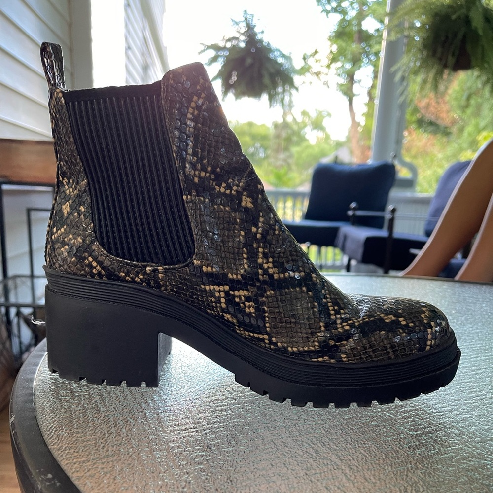 TopShop snakeskin lug sole Chelsea boot